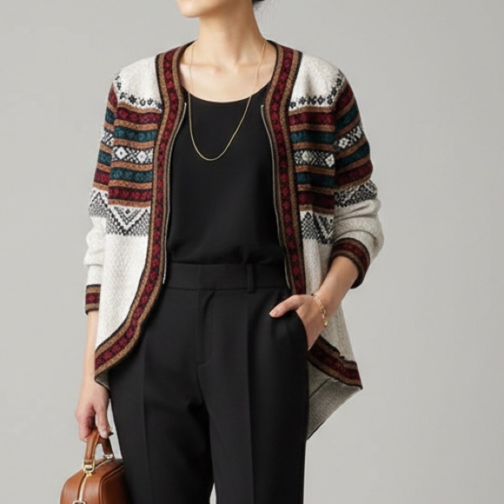 Artesania‎ EDM Alpaca Peruvian Boho Aztec Zip Up Sweater